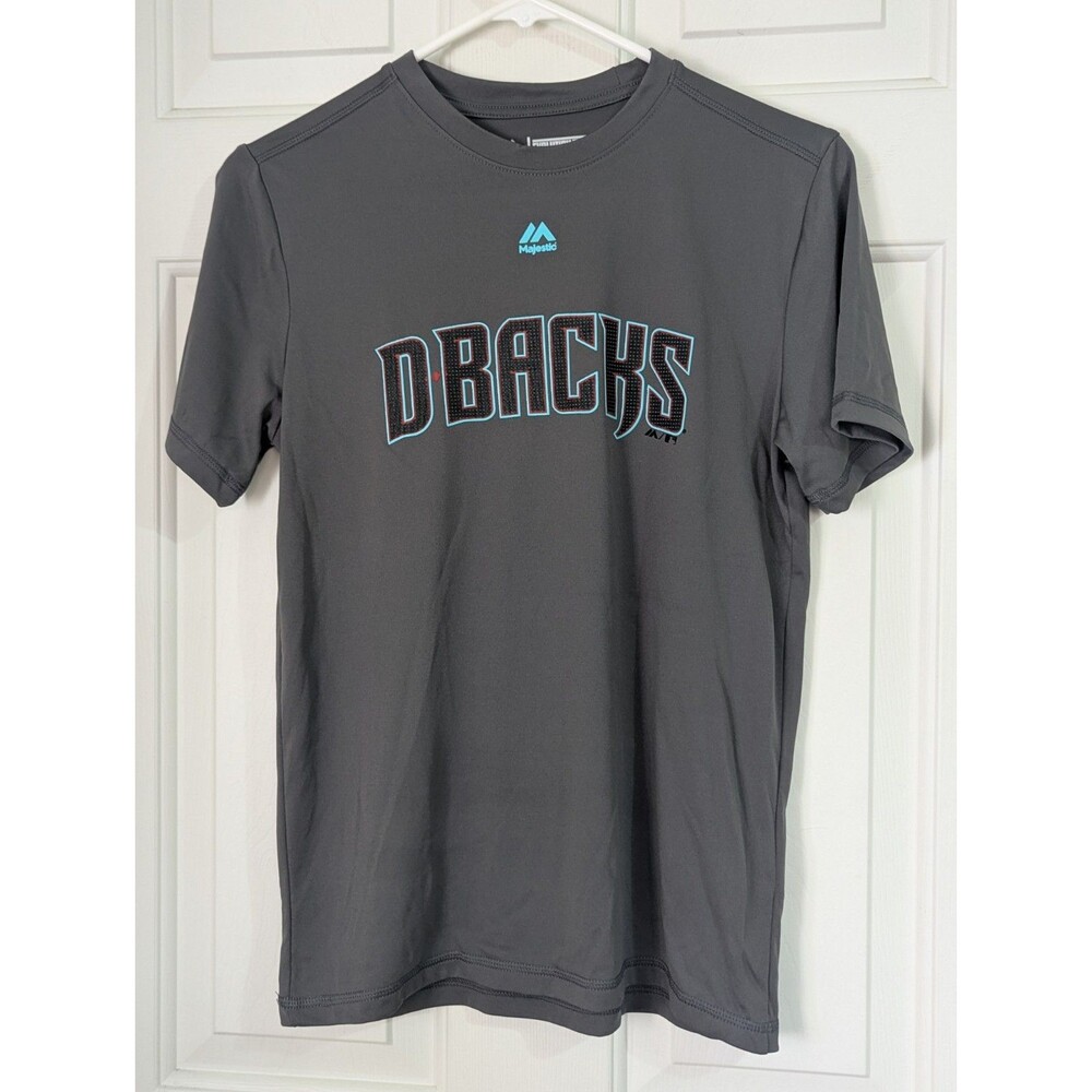 NEW Majestic MLB Diamondbacks T Shirt Youth Large Gray S/S Lightweight Stretch